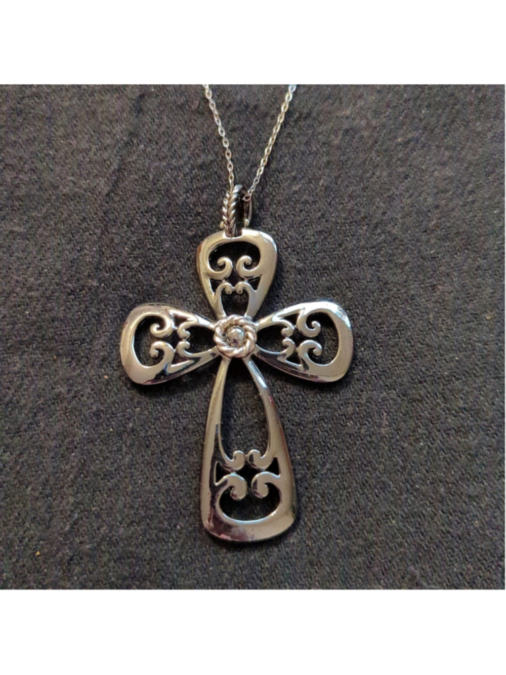 Vintage Sarah Coventry Romanesque Filigree Cross Pendant Statement Necklace